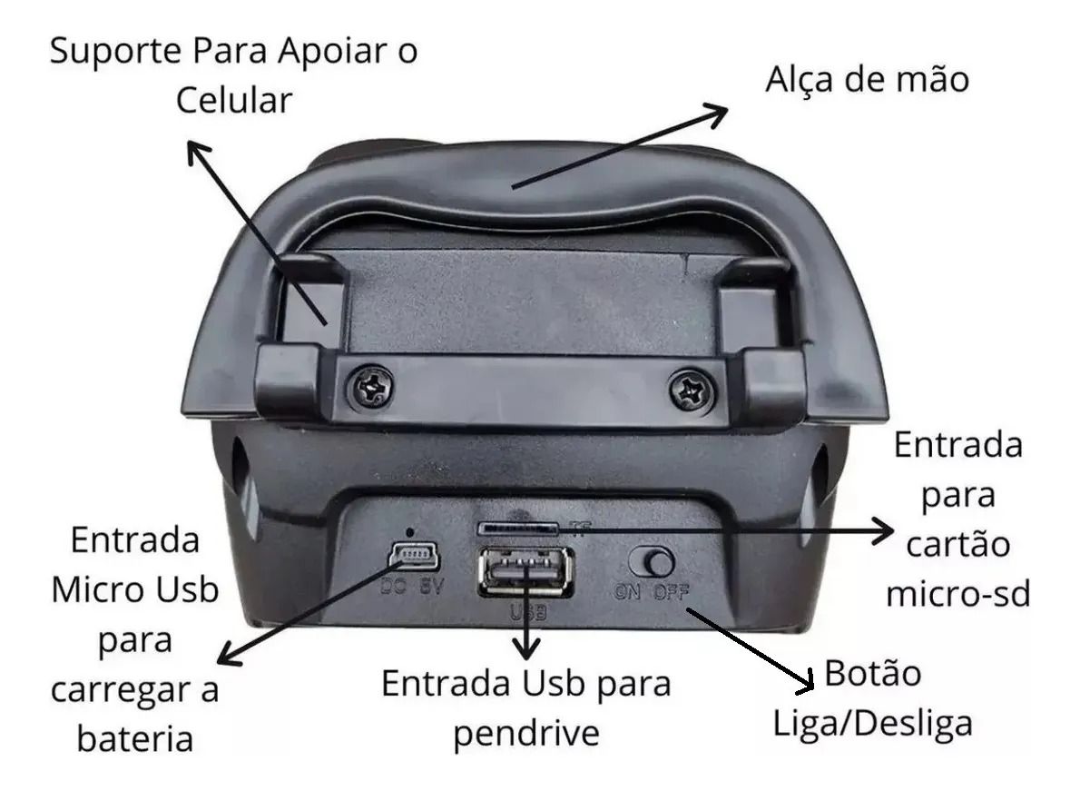CAIXA SOM BLUETOOTH C/SUPORTE CELULAR